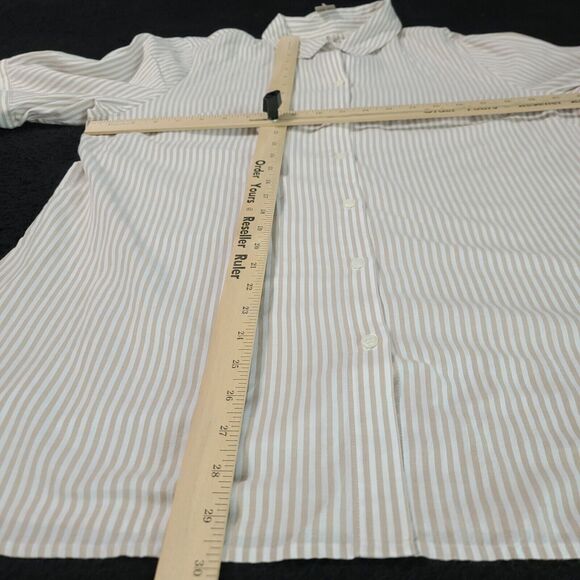 Chico's Womens Button Up Blouse Multicolor Size 2 100% Cotton 3/4 Sleeve Collar - Picture 4 of 12